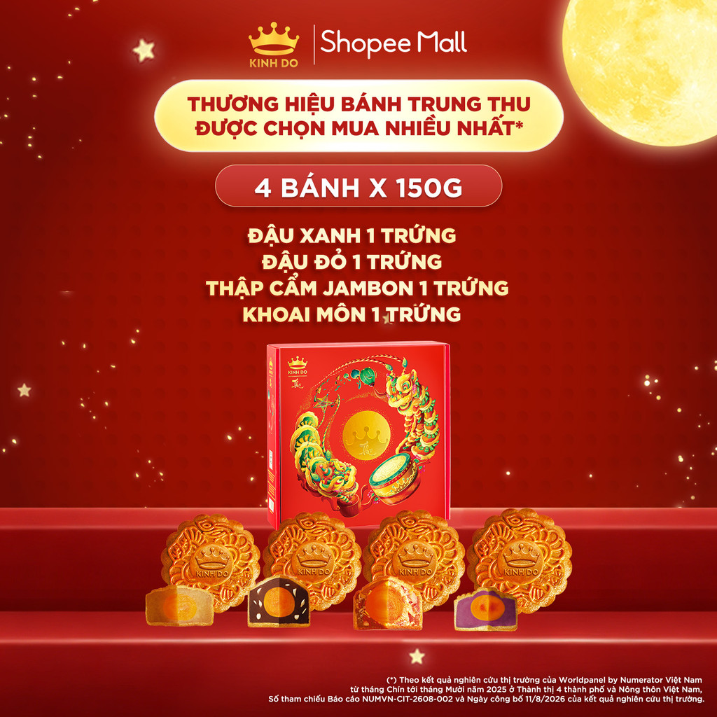 [CHỌN VỊ ] Hộp 4 bánh trung thu Kinh Đô "Combo Tiết Kiệm - Vẹn Tình" (4 bánh x 150g)