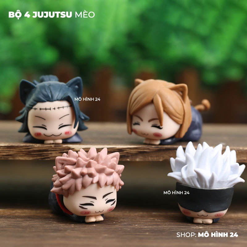 [BỘ 4 MÔ HÌNH] Set 4 Jujutsu Kaisen Mèo đáng yêu Gojo Itadori Geto Suguru Kugisaki Nobara mô hình co