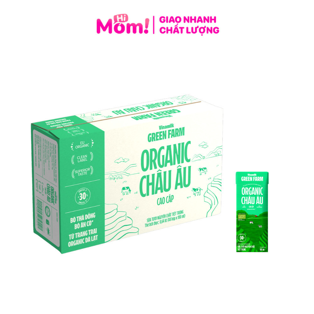 Thùng 48 hộp Sữa Tươi Tiệt Trùng Vinamilk Green Farm Organic 180ml