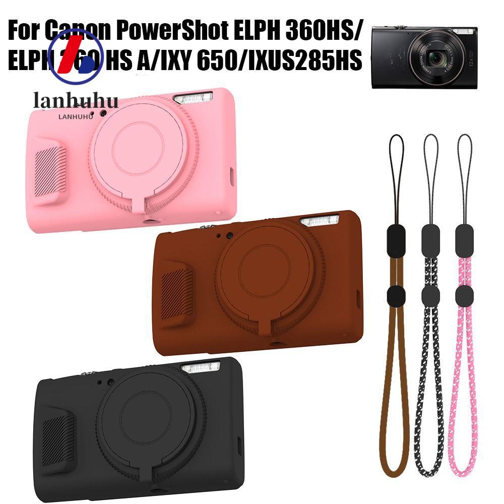 Bảo vệ Camera LANHUHU, Vỏ thân chống sốc chống trầy xước, Silicone có vỏ da dây buộc cho PowerShot E