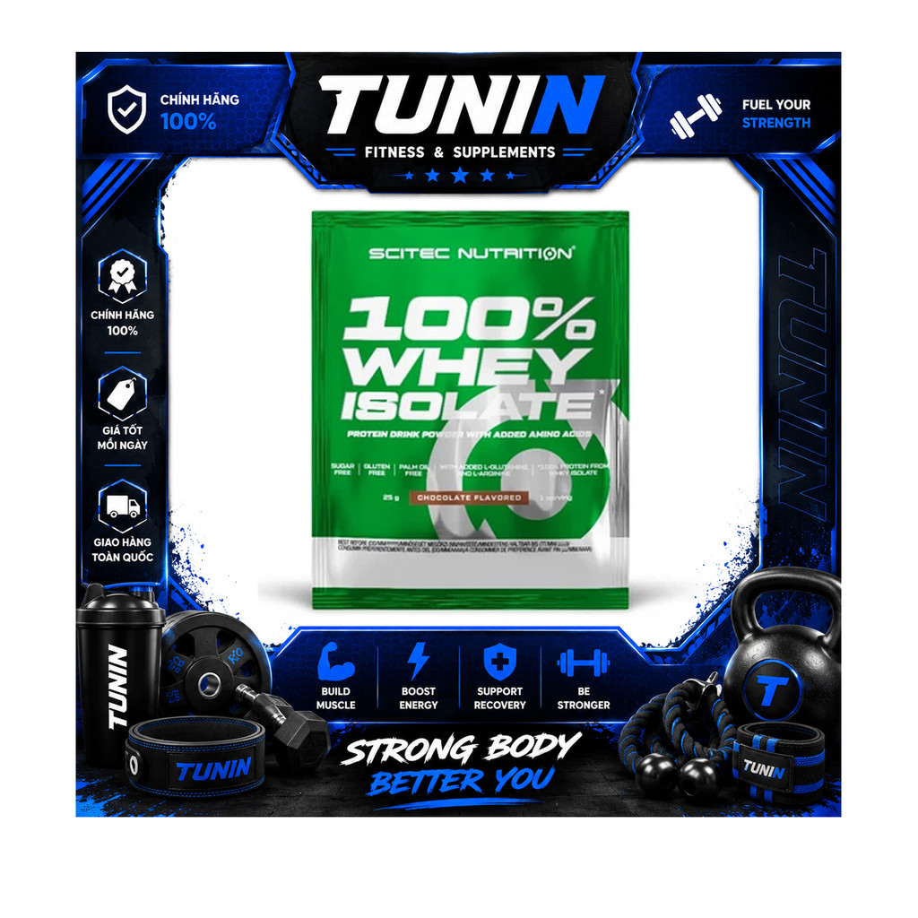 Sample Scitec Whey Isolate – Gói 100% Whey Protein Isolate Dùng Thử Cho Người Tập Gym Vị socola 79g