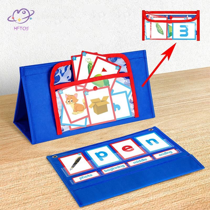HFTOY Word Building Desktop Tent Cards Set CVC Words Phonics Games Chart Kindergarten Spelling Educa