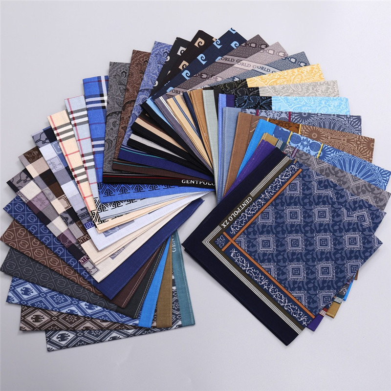 3 43x43cm 100% Cotton In Hình Nam Túi Khăn Tay Vintage Retro Mỏng Thấm Hút Khăn Lau Tay