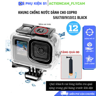  Khung Vỏ chống nước Gopro Hero 13 12 11 10 9 8 7 6 5 Black Case Shoot cao cấp lặn sâu lên tới 40M 
