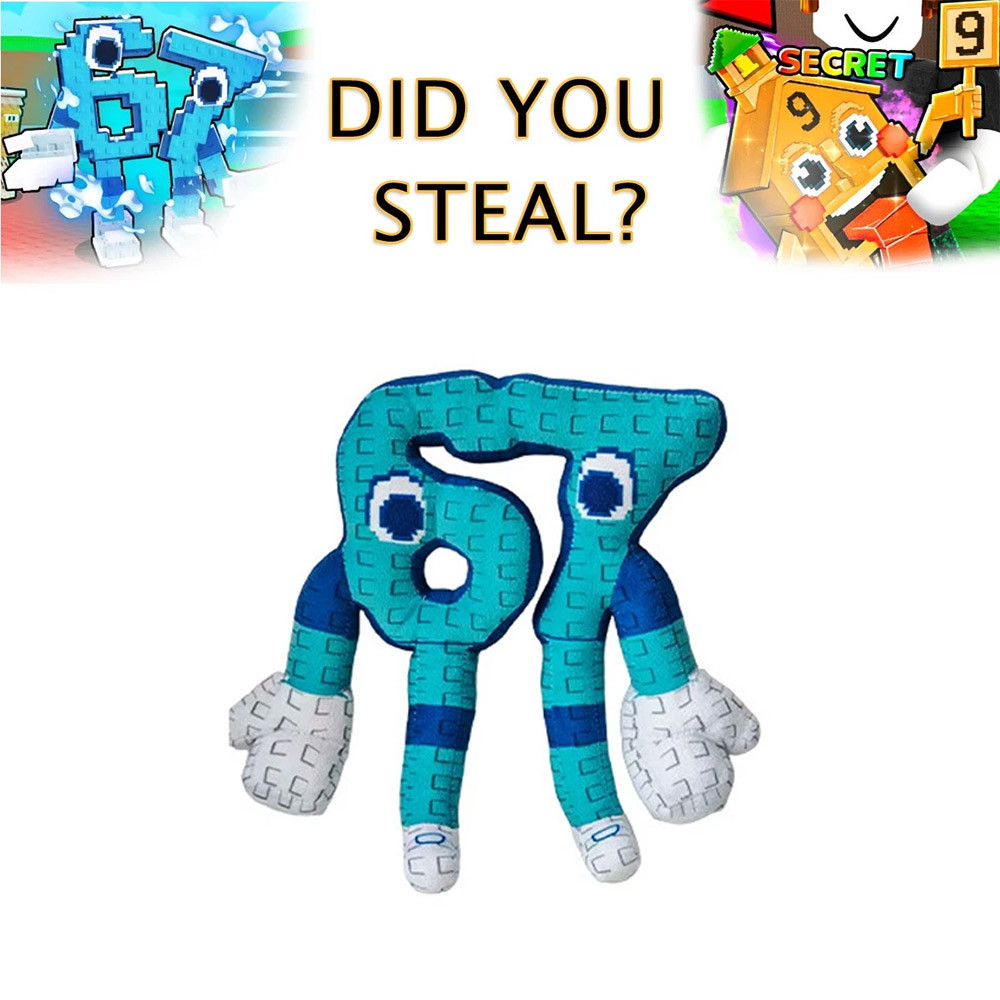 Cute No. 67 Plush Toy Steal a Brainrot Anime Game Peripherals Blue Doll kid Gift