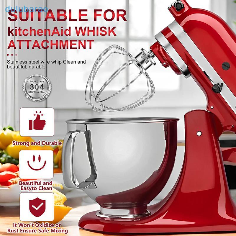 [DUL] Bộ đính kèm roi 6 dây Phù hợp với máy trộn đứng đầu nghiêng KitchenAid Thay thế K45WW, thép kh