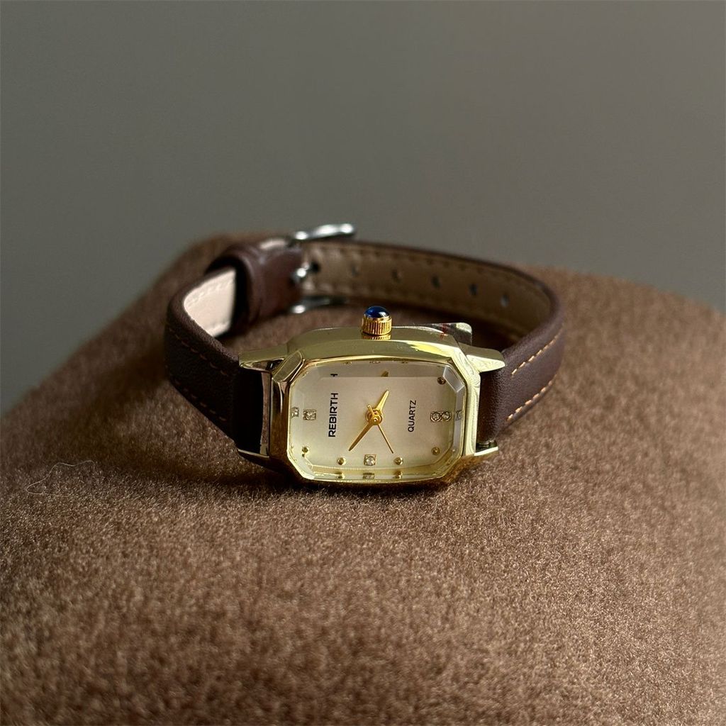Lipao Fu Cao Cấp Vuông Kim Cương Nhỏ Đồng Hồ Nữ Tính Khí Tinh Tế Retro Niche ins Phong Cách Đơn Giản