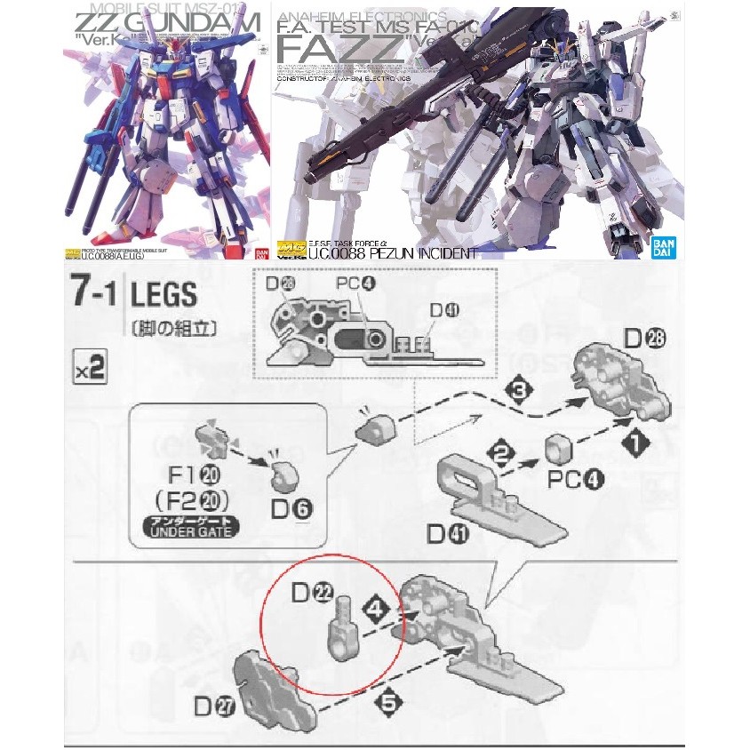 Hàng sẵn có AE MG Phiên bản thẻ ZZ FAZZ Gundam D22 Bộ phận gia cố kim loại Phụ kiện bổ sung