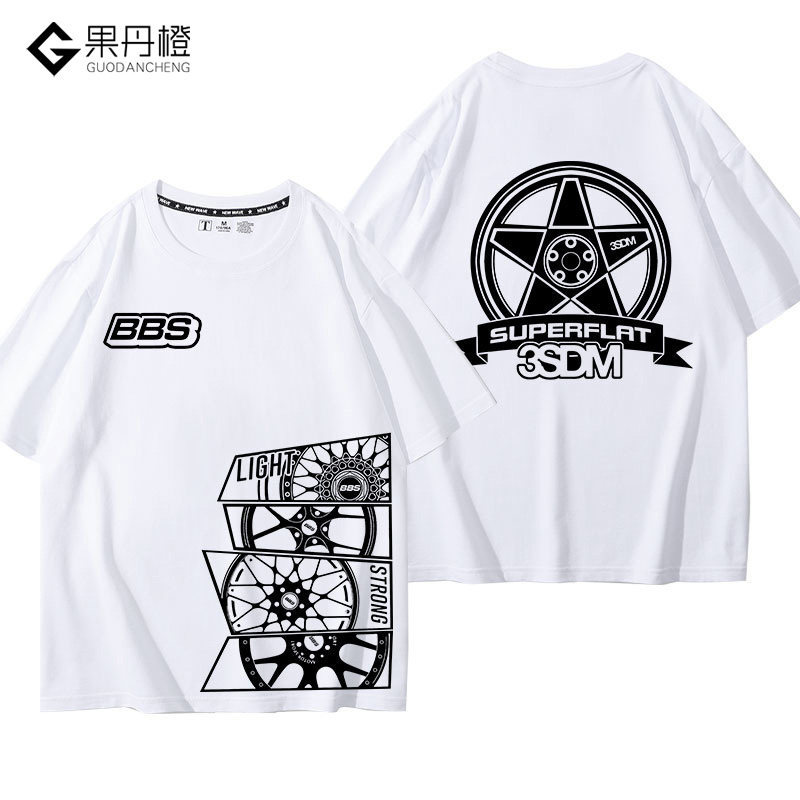 BBS tay ngắn sửa đổi xe đua bánh xe trung tâm áo thun ngoại vi JDM cấp độ chùa WHEELS áo thun nam qu