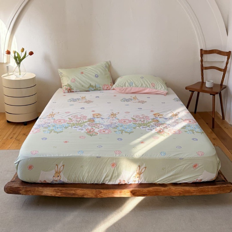 PH1 Shop Tấm ga trải giường Philippine Bộ 3 món Thỏ Hoạt hình Gấu Kapibara (7 màu) Annie Baby