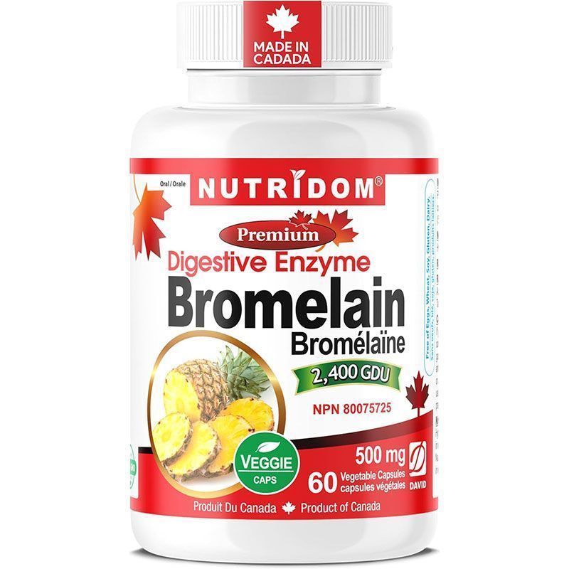 Nutridom 60 viên - Bromelain 500mg 2400 GDU, Hỗ trợ tiêu hóa protein & giảm sưng viêm