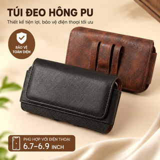 túi đeo hông PU cao cấp đeo thắt lưng tiện lợi chống thấm nước chống trầy xước dành cho điện thoại