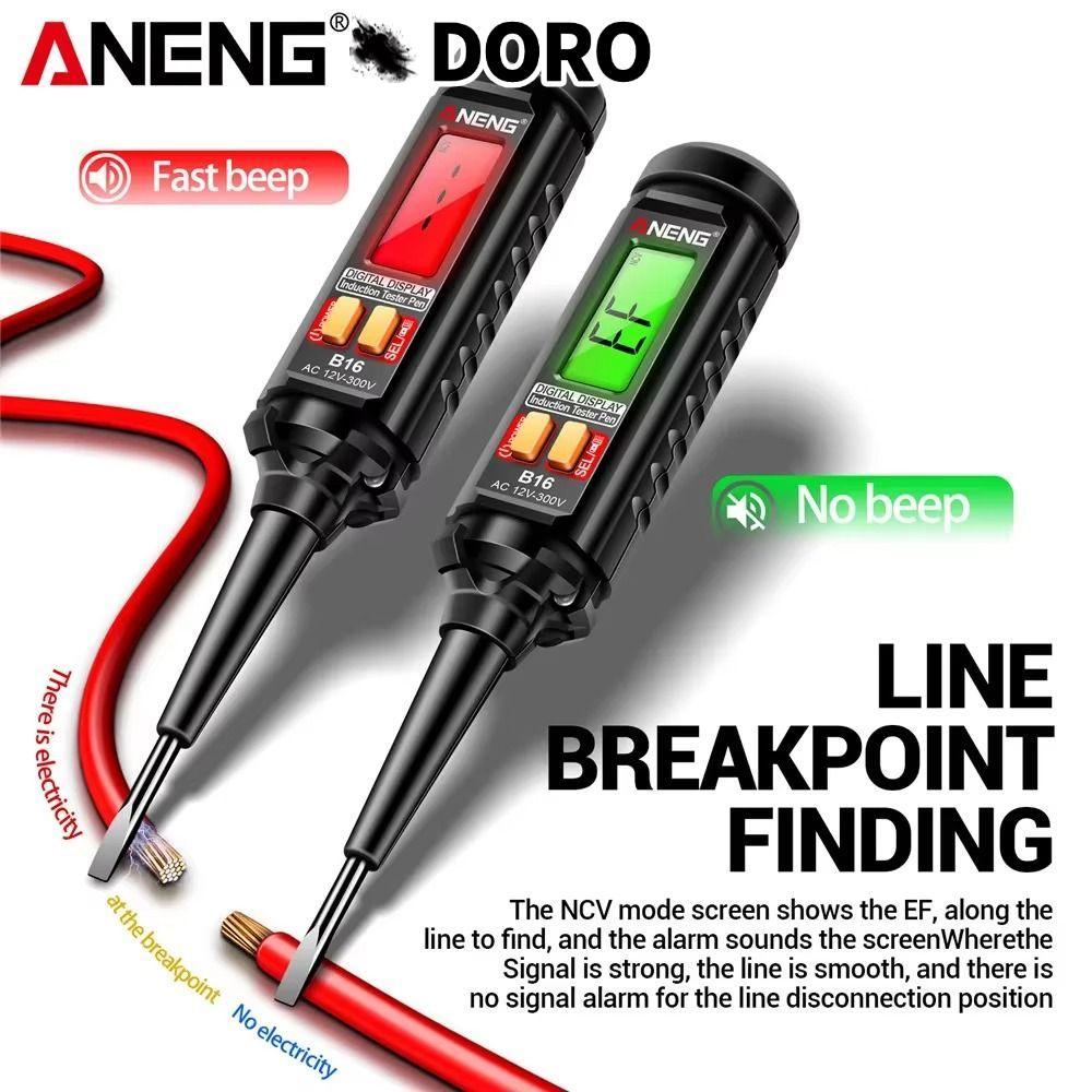 Bút kiểm tra điện áp DORO, Máy dò điện áp hiển thị kỹ thuật số báo động Buzzer, ANENG B16 Bút cảm ứn