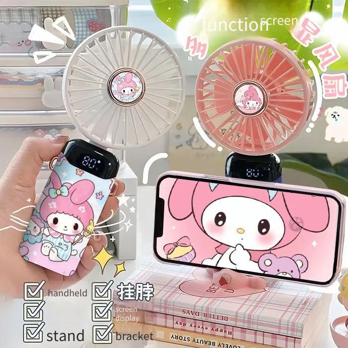 Quạt làm mát tay cầm My Melody có màn hình LED 5 tốc độ có thể sạc lại Quạt mini di động Kipas Mini 