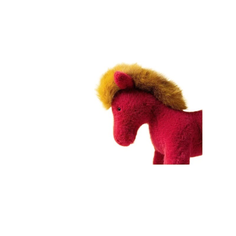 EUX3 New Red Flame Horse Plush Toy Doll New Year's Gift2026Year of the Horse Red