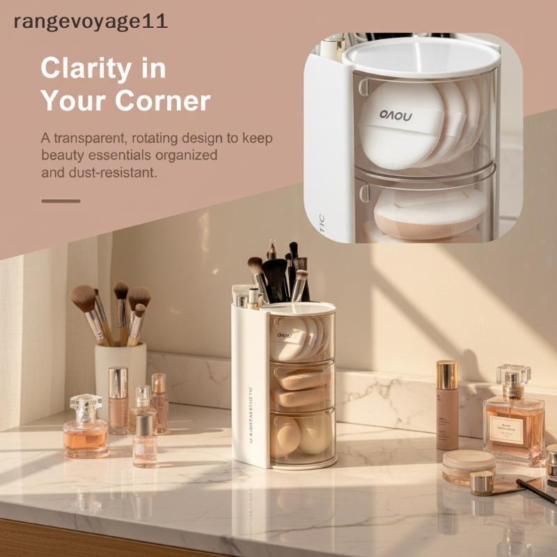 [Range11] Hộp đựng mỹ phẩm xoay 360 độ Chống bụi đa chức năng cho dụng cụ trang điểm [VN]