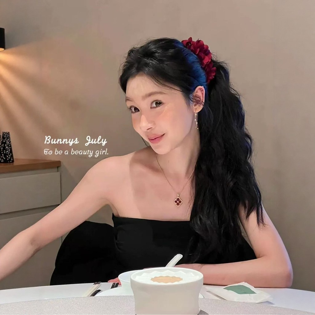 Preferred#Yi Mengling's same style seaside mermaid-shaped oversized banana clip, forest-style floral