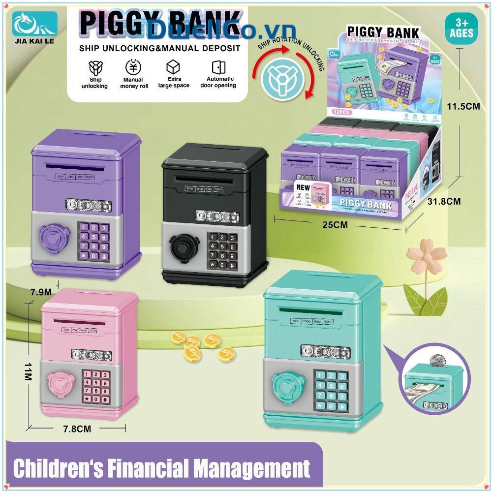DWELLCO Đồ Chơi Trẻ Em Heo Đất, ATM Quà Tặng Trẻ Em Hộp Tiền Tiết Kiệm Tiền, Mật Khẩu Mini Đồ Chơi T