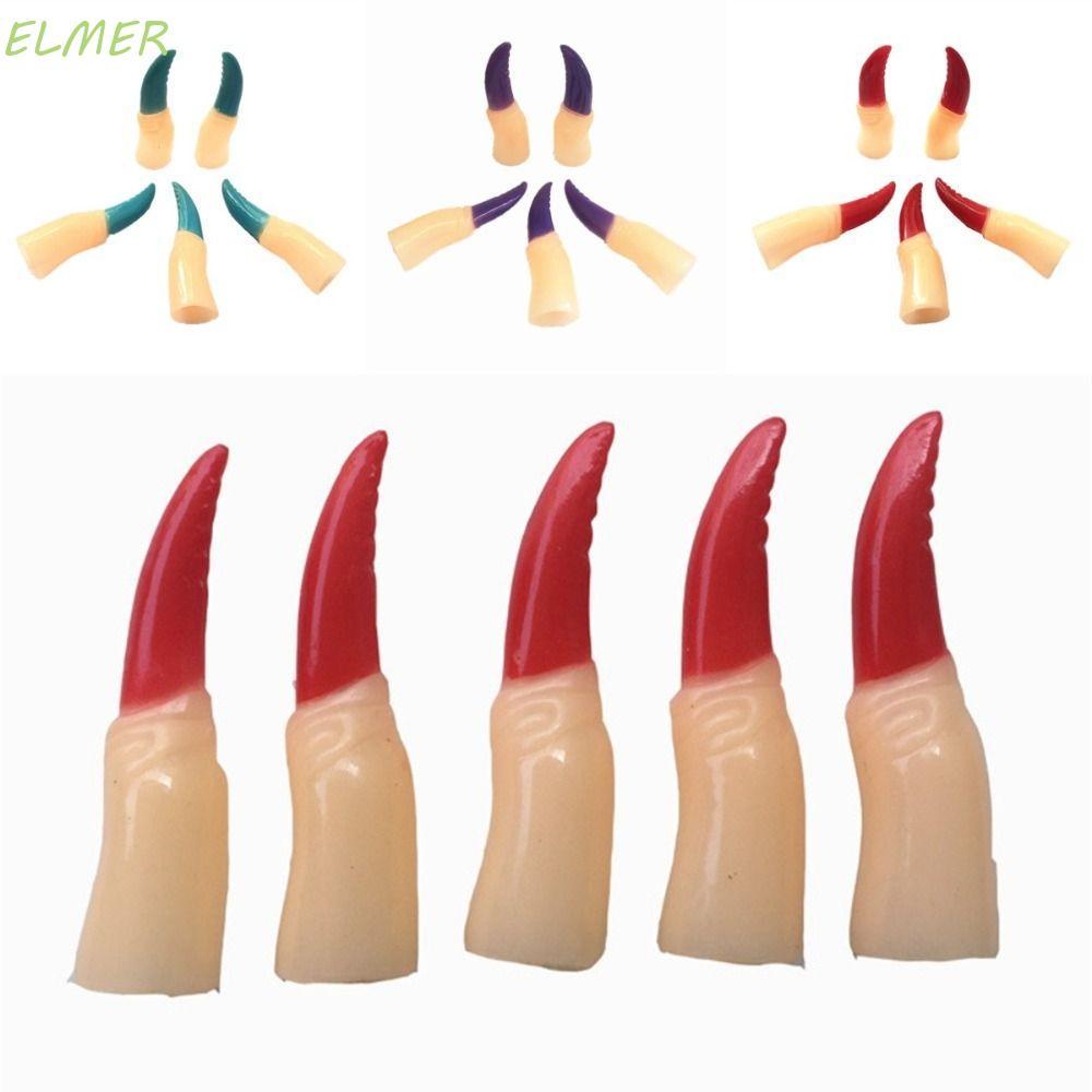 ELMER 5 Cái / bộ Zombie Witch Ngón Tay Giả, Nhiều Màu Sắc Đáng Sợ Halloween Ngón Tay, Ma Giả Ngón Ta
