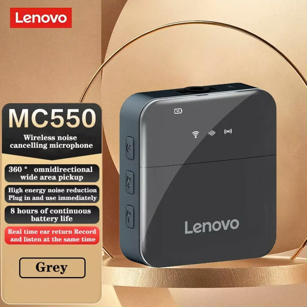 Mic thu âm không dây cài áo hãng LENOVO MC550 2TX + 1RX