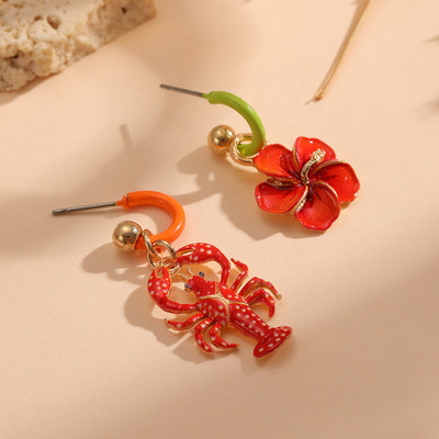 Bộ Bông Tai Hoa Hướng Dương & Tôm Hùm 3D Phóng Đại Mùa Hè Boho Đi Biển Kỳ Nghỉ 4 Mảnh Niềm Cảm Hứng Thiên Nhiên Cho Nữ Trang Sức Khu Nghỉ Dưỡng Độc Đáo PD2553