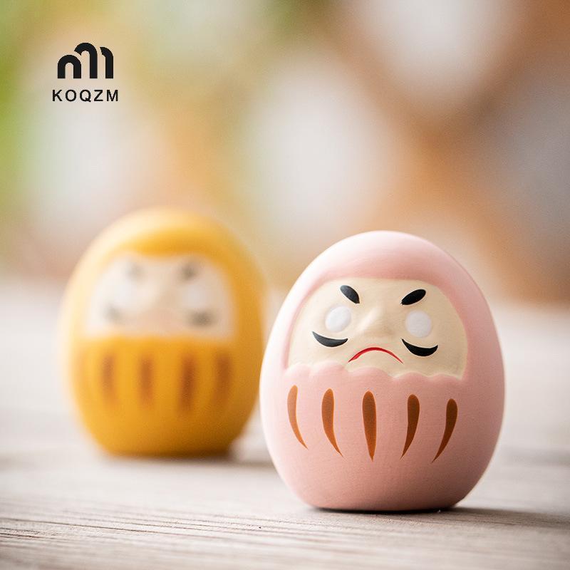 [KOQZM] Tượng Daruma gốm sứ Nhật Bản Daruma Tumbler Thủ công Luy Fortune Trang trí phong cảnh Búp bê