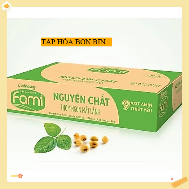 Bán Sỉ) Thùng 36 Hộp Sữa Đậu Nành Fami Nguyên Chất 200ml Chính Hãng | Sữa Fami Nguyên Thùng Date Mới