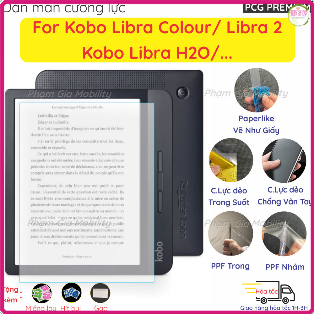 Dán Màn Hình dành cho máy đọc sách Kobo Libra Colour/ Libra 2/ Libra H2O/,... loại Paperlike, Nano, 