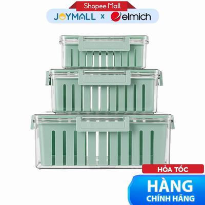 Bộ 3 Hộp Bảo Quản Thực Phẩm Elmich EL3124, Dung tích hộp 800ml 2200ml 4300ml, Kèm Khay Tách Nước - Chính Hãng - JoyMall