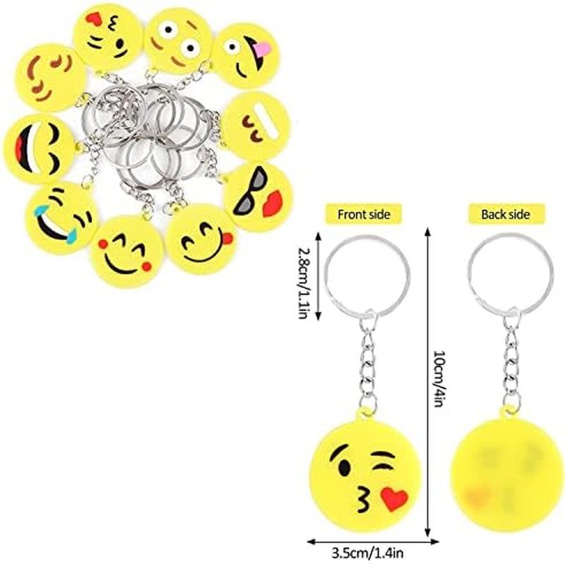 64 Pack Mini Emoticon Keychain Plush(16 expressions), Cute Keychain, Party Favors for Kids, Keychain