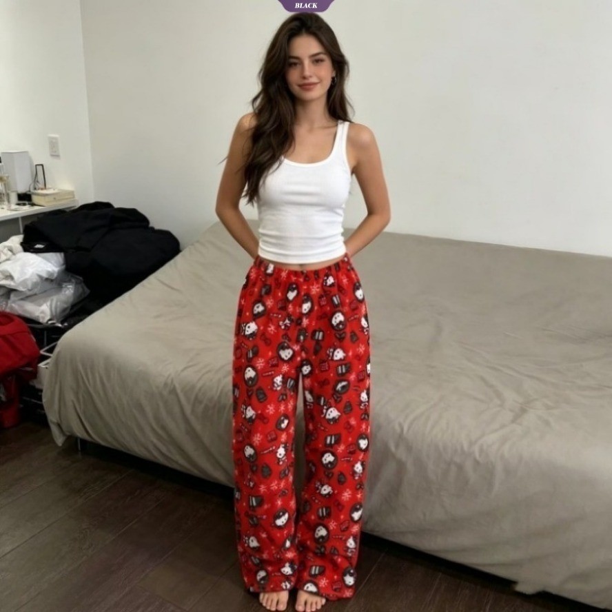 [YXYP] Quần Pyjama mùa đông ấm cúng dành cho nữ – Hello Kitty Spiderman Crossover Soft Flannel Loung