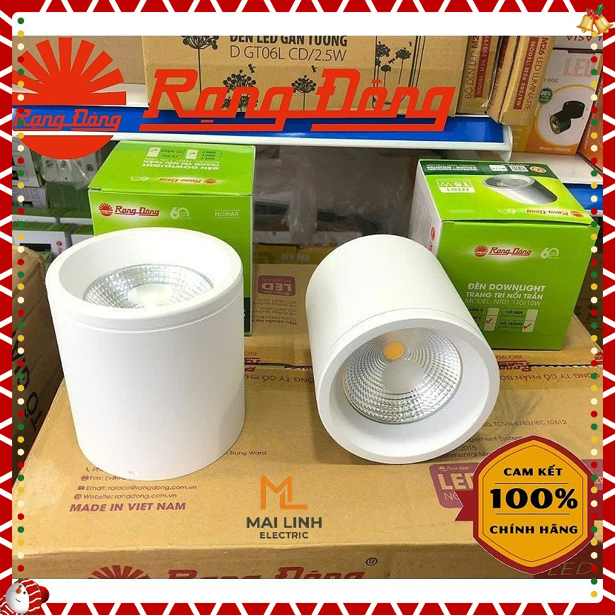 Đèn Led Downlight (Ống Bơ) nổi trần trang trí 10W 12W 15W Rạng Đông - Ánh sáng trung tính (4000k) - 