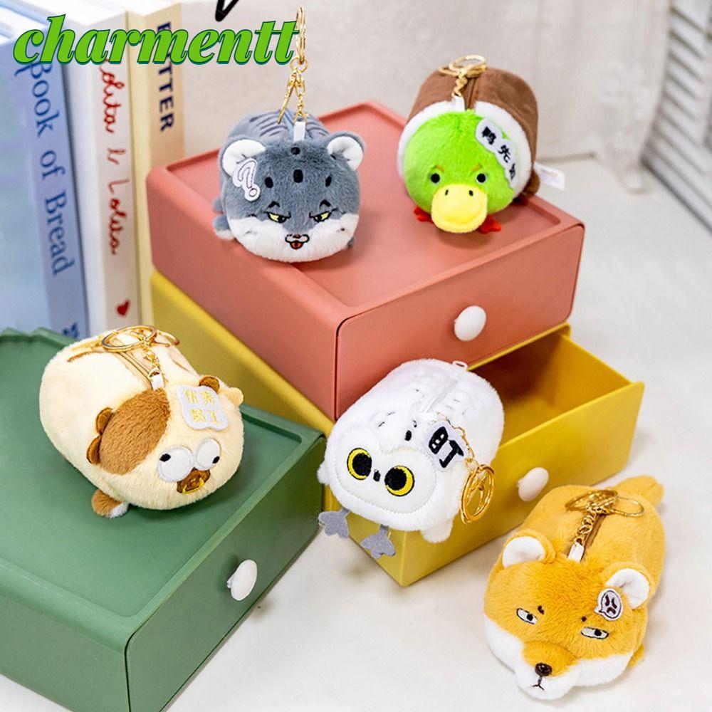 Mặt dây chuyền móc khóa CHARMENTT, Tai nghe mềm hình động vật hoạt hình, Mặt dây chuyền lông xù phong cách Kawaii Nhiều màu Snow Leopard Túi đựng tiền xu Đồ chơi trẻ em