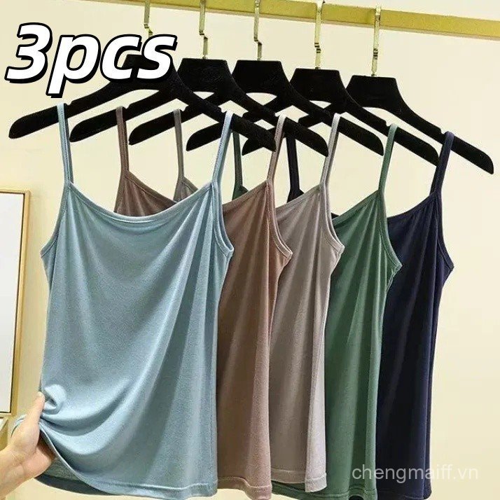 （3pcs)Áo ba lỗ nữ cotton mát BYJANE, Áo 2 dây bản to, Áo tanktop co dãn 4 chiều phù hợp đi tập - 012