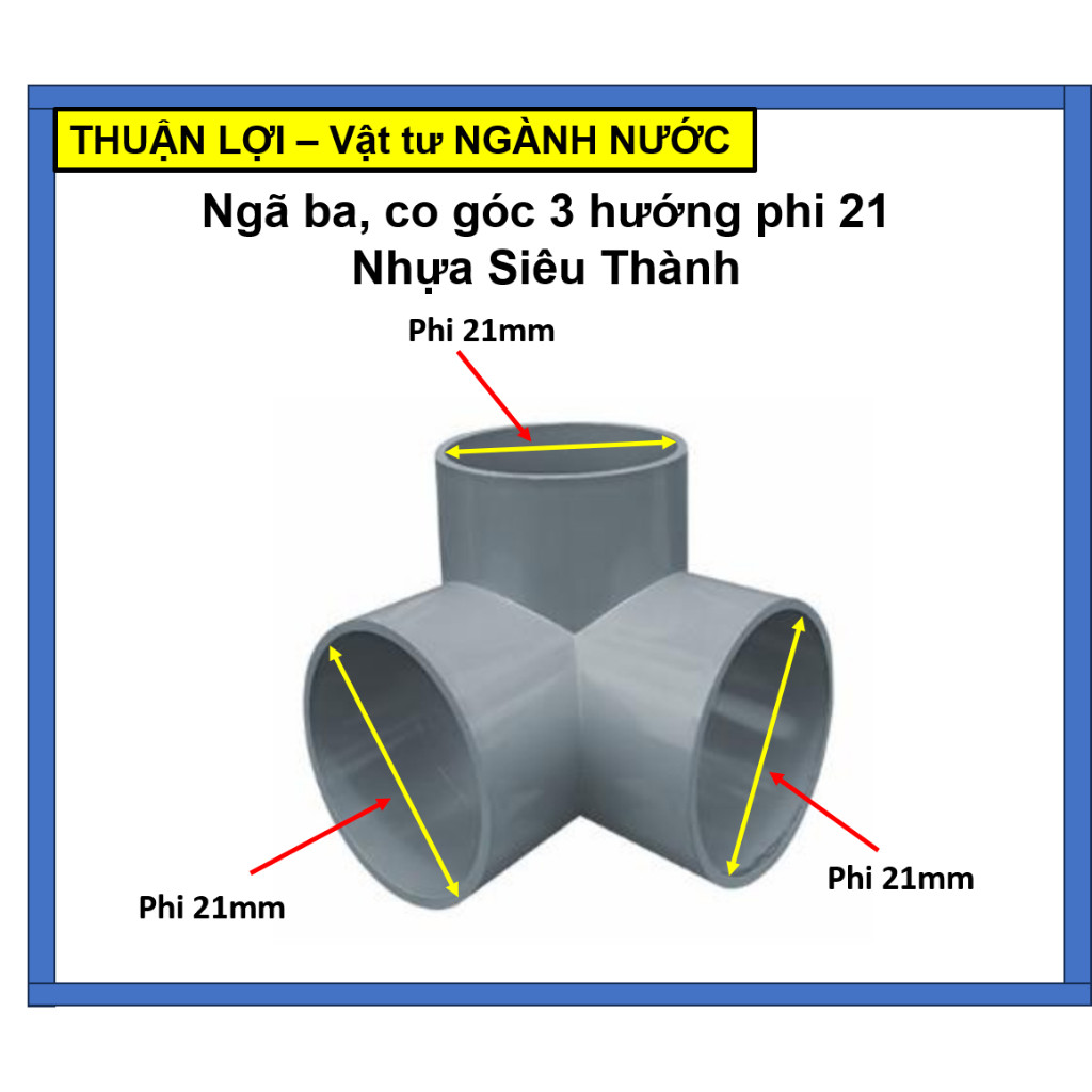 Co góc 3 hướng, Ngã ba nhựa phi 21, 27, 34, 27/21, 34/27mm  - Hàng chính hãng - Nhựa Siêu Thành