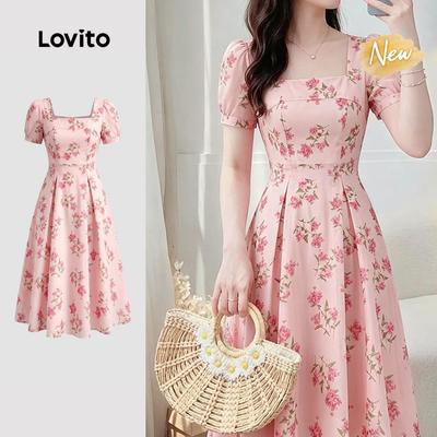 (New Arrival) Lovito Đầm hồng khóa kéo thanh lịch mùa Xuân/Hè cho nữ DRK8P1D440