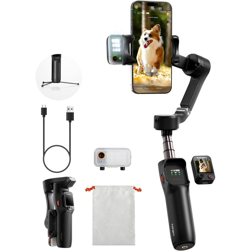 Hohem iSteady V3 Bộ ổn định Gimbal Ultra cho iPhone, Gimbal điện thoại có tính năng theo dõi tự động
