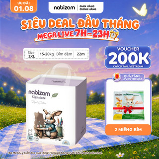Tã/Bỉm Đêm NABIZAM Signature Size 2XL/22 Miếng Cho Bé 15kg - 20kg Nội Địa Hàn, Mềm Mại, Siêu Thấm Hút