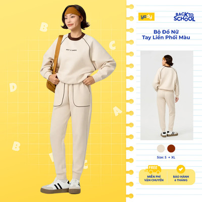 Bộ Đồ Nữ YODY Set Áo Tay Liền Phối Màu In Hình Quần Dài Lưng Thun Thoải Mái Trẻ Trung WCSL25F055