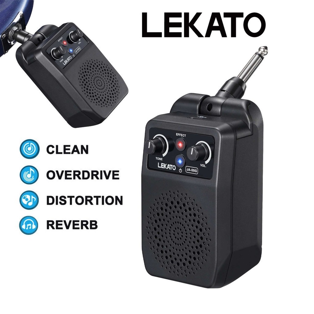 LEKATO JA-05G 5W Mini Guitar Amplifier Bluetooth Built-in 4 Effect Clean/Distortion/Reverb/Overdrive