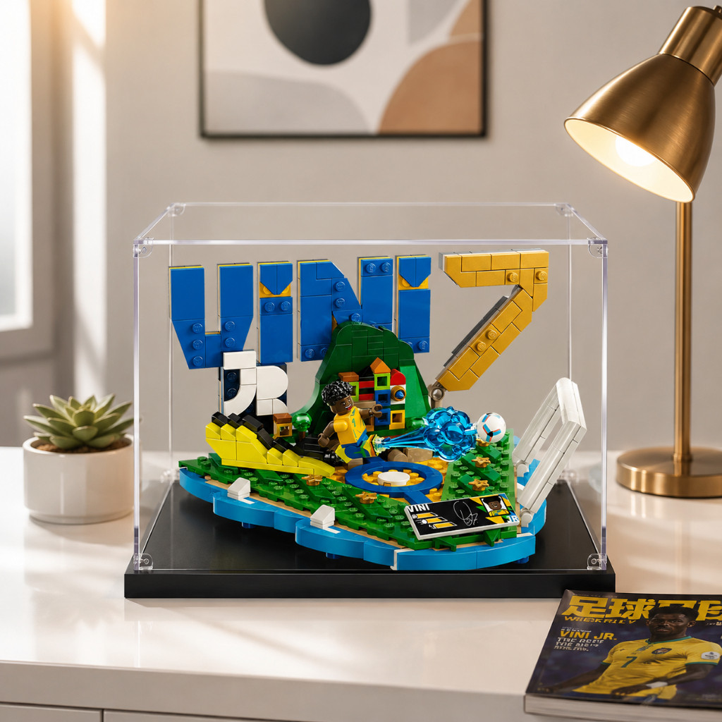 hộp mica trong suốt ReadyStock Lego 43027 Football Figure Casing Acrylic Box Vini Jr Labubu 展示盒
