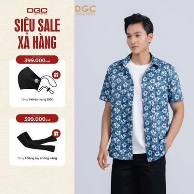 Áo sơ mi nam ngắn tay DGC Dáng suông Regular, Phong Cách Trẻ Trung, Chất Vải Mềm Nhẹ - SASNBD12M-O