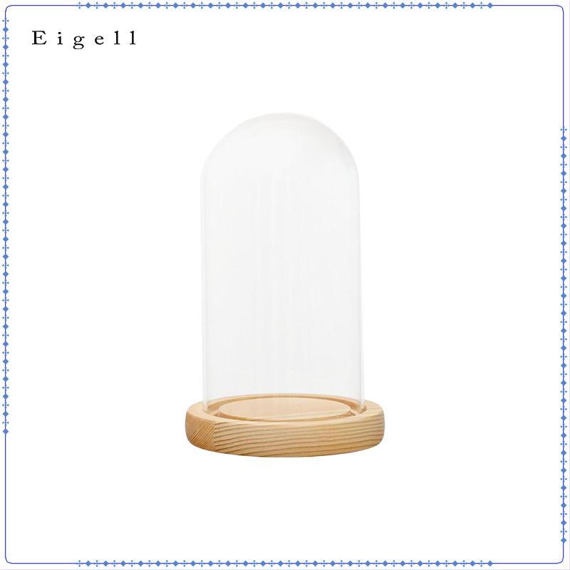 Eigall Glass Dome Cloche Display Bell Jar Cover với đế gỗ Để bàn giọng tròn trong suốt Dome đứng lưu