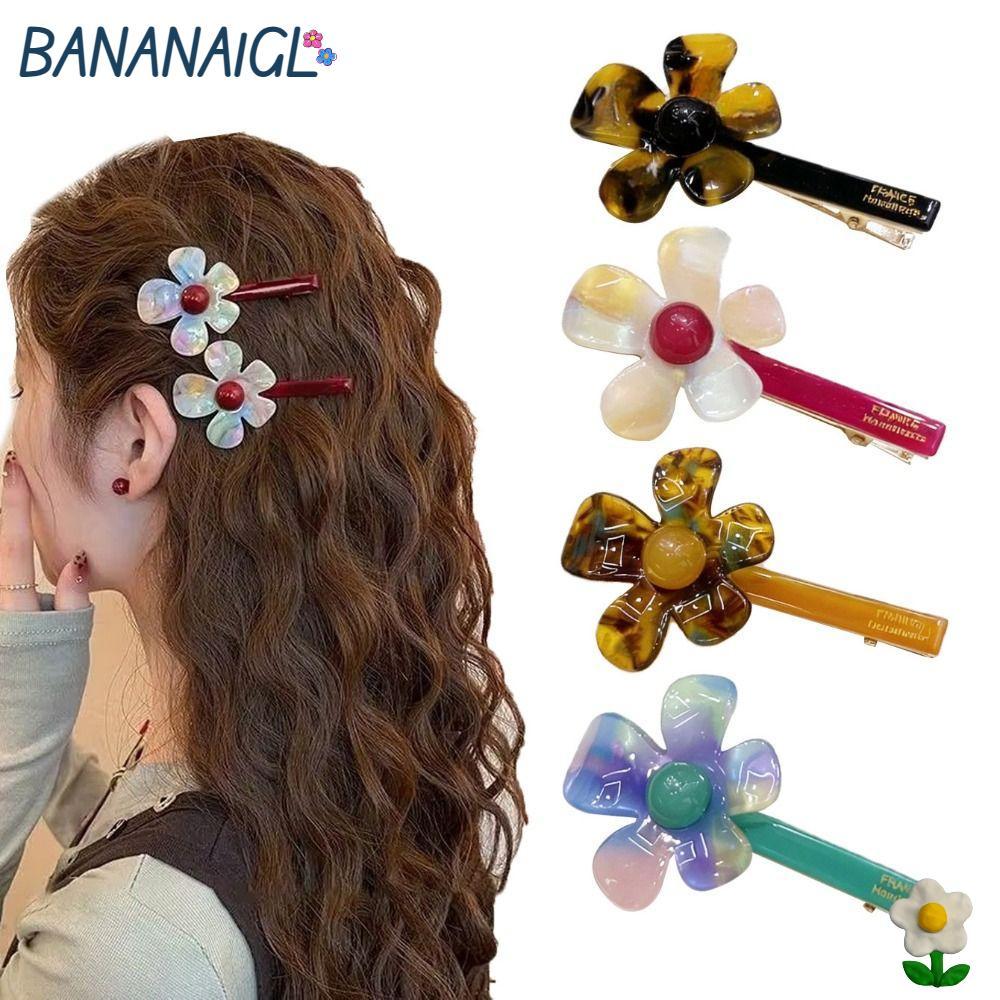 BANANA1GL 2 Kẹp Tóc Acetate, Kẹp Tóc Hoa Acetate Hình Hoa, Retro Ngọt Ngào Màu Mỏ Vịt Kẹp Tóc Mỏ Vịt