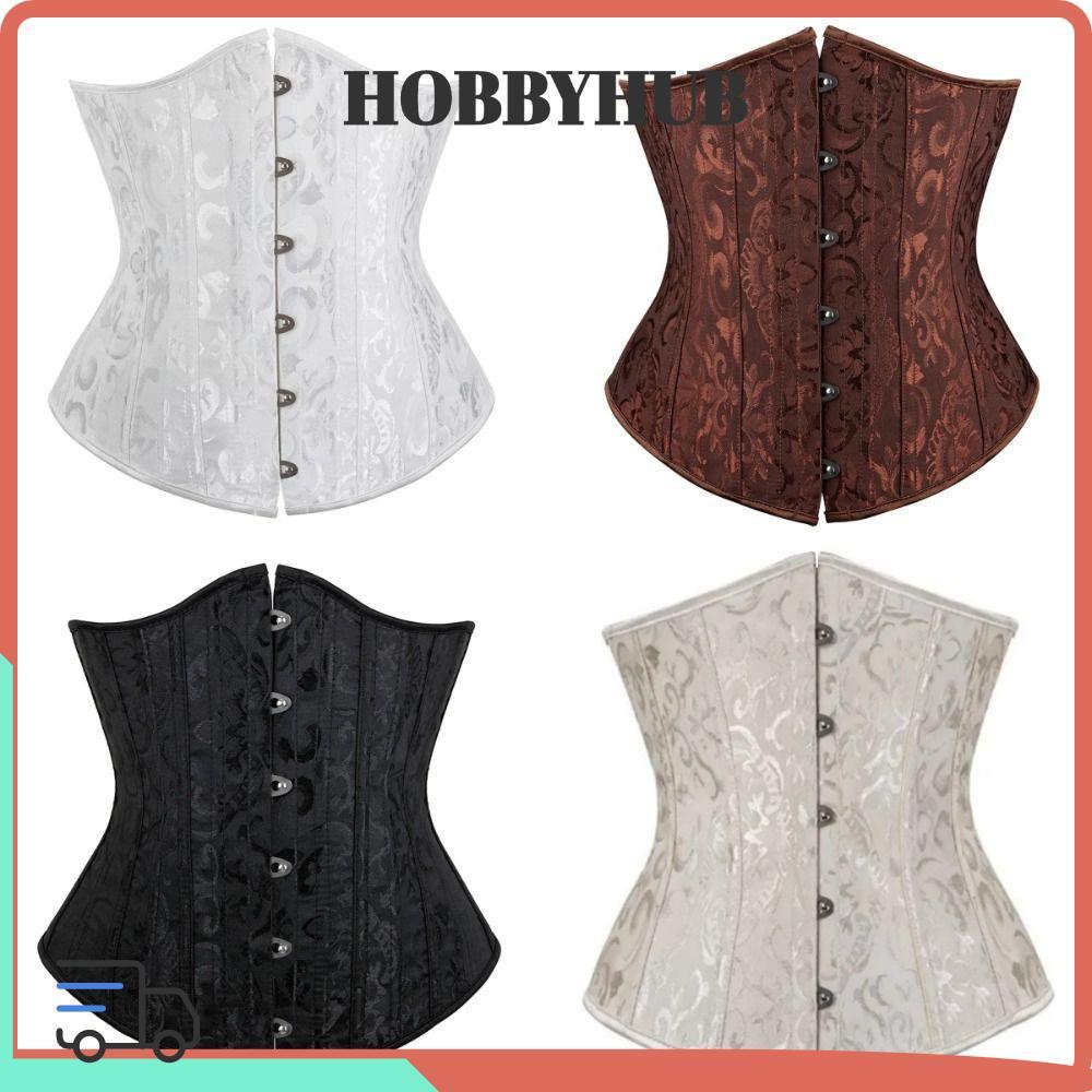 HOBBYHUB Jacquard Underbust Corset Đen Trắng Nâu