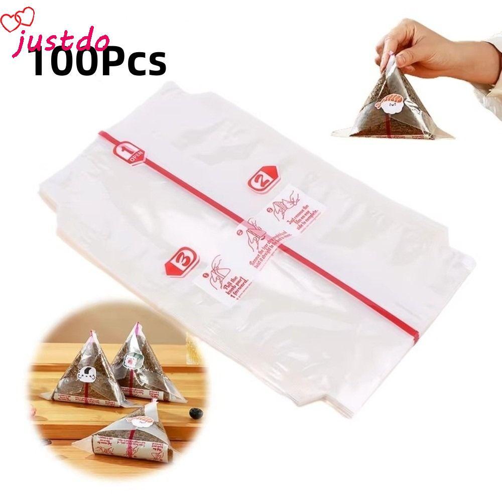 JUSTODO 100 Chiếc Túi Sushi Onigiri, Nori PP Túi Đóng Gói Quả Bóng Cơm Dùng Một Lần, Hai Lớp Nori Ro