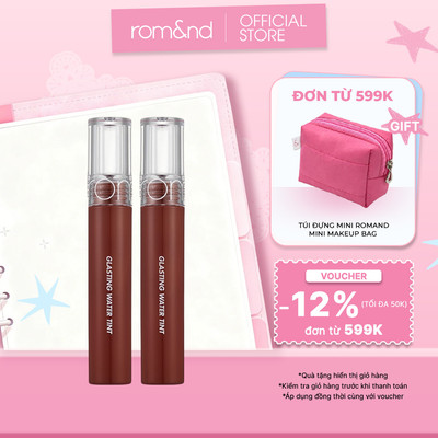 Combo 2 son tint nước siêu lì, lâu trôi Hàn Quốc Romand Glasting Water Tint 4g
