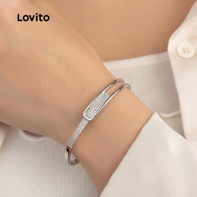Vòng tay Lovito phong cách thường ngày đính đá màu bạc LFA117085