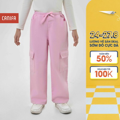 Quần kaki bé gái CANIFA dáng suông ống rộng túi hộp 1BK25C003
