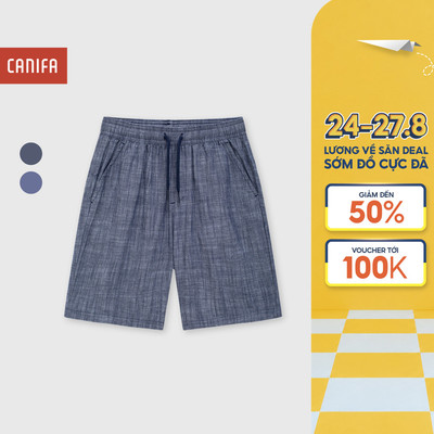 Quần short bé trai cotton CANIFA ống vừa cạp chun chất cotton thoáng mát 2BS26S005